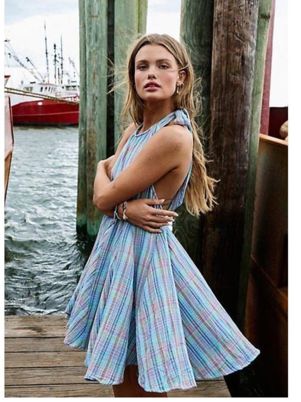 Free People Free People Godet Craze Mini Dress Small NWT halter low back Swing